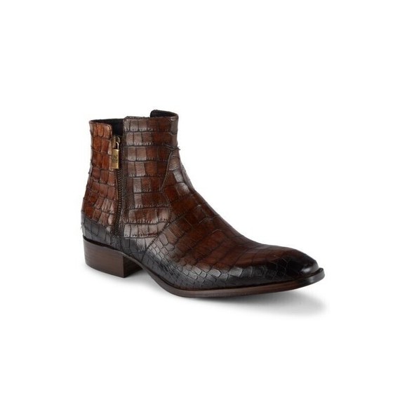 JO GHOST NWOB Croc Embossed Leather Side Zip Boots Size 46 $575.00 main image 7